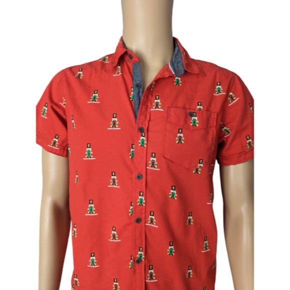Free Planet What's Crackin? Nutcracker Button-Down Shirt M - Picture 3 of 9